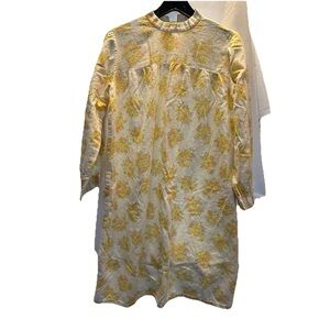 Vintage S/M Cotton Nightgown Yellow Floral Granny Prairie Cottagecore Handmade